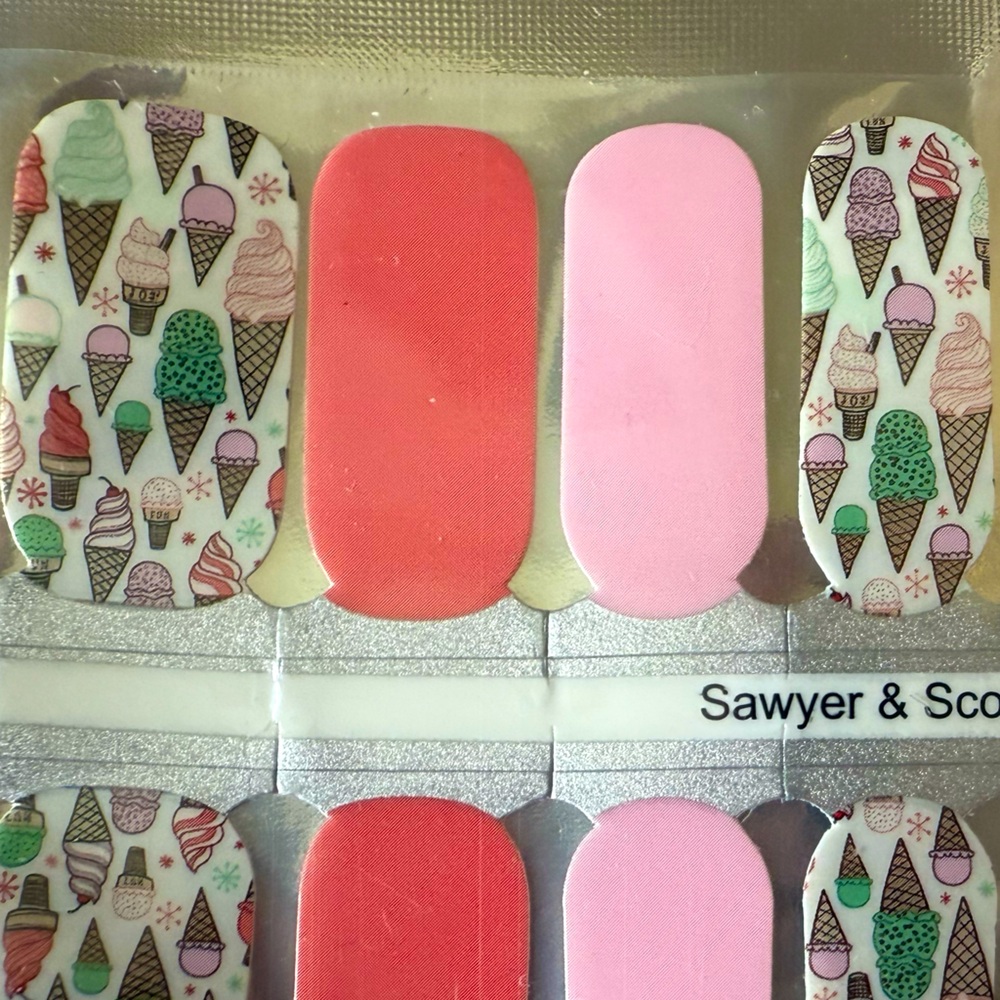 NEW Sawyer & Scout Pink Ice Cream Nail Wraps
